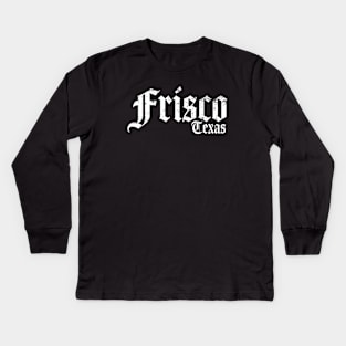 Frisco Texas White Distressed Kids Long Sleeve T-Shirt